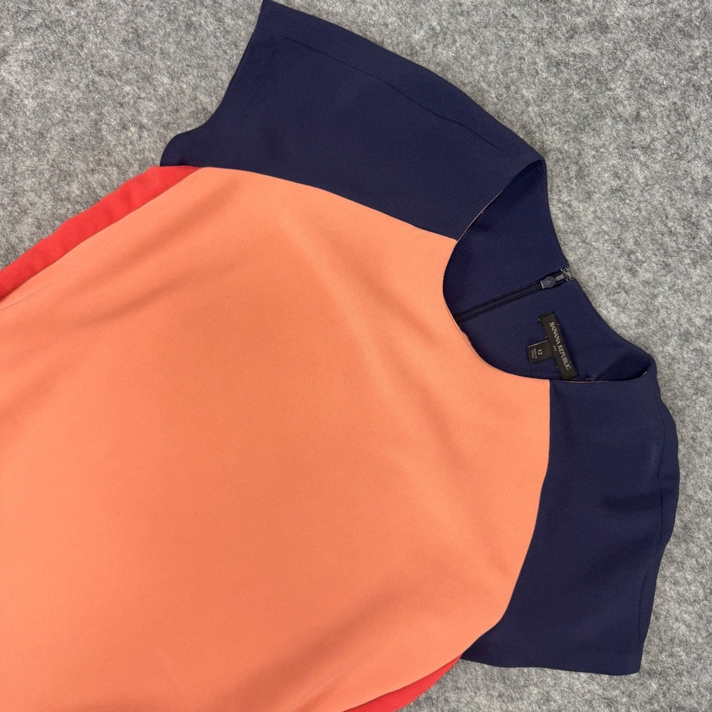 Banana Republic Colorblock Shift Dress With Pockets Navy‎ Coral Size 12